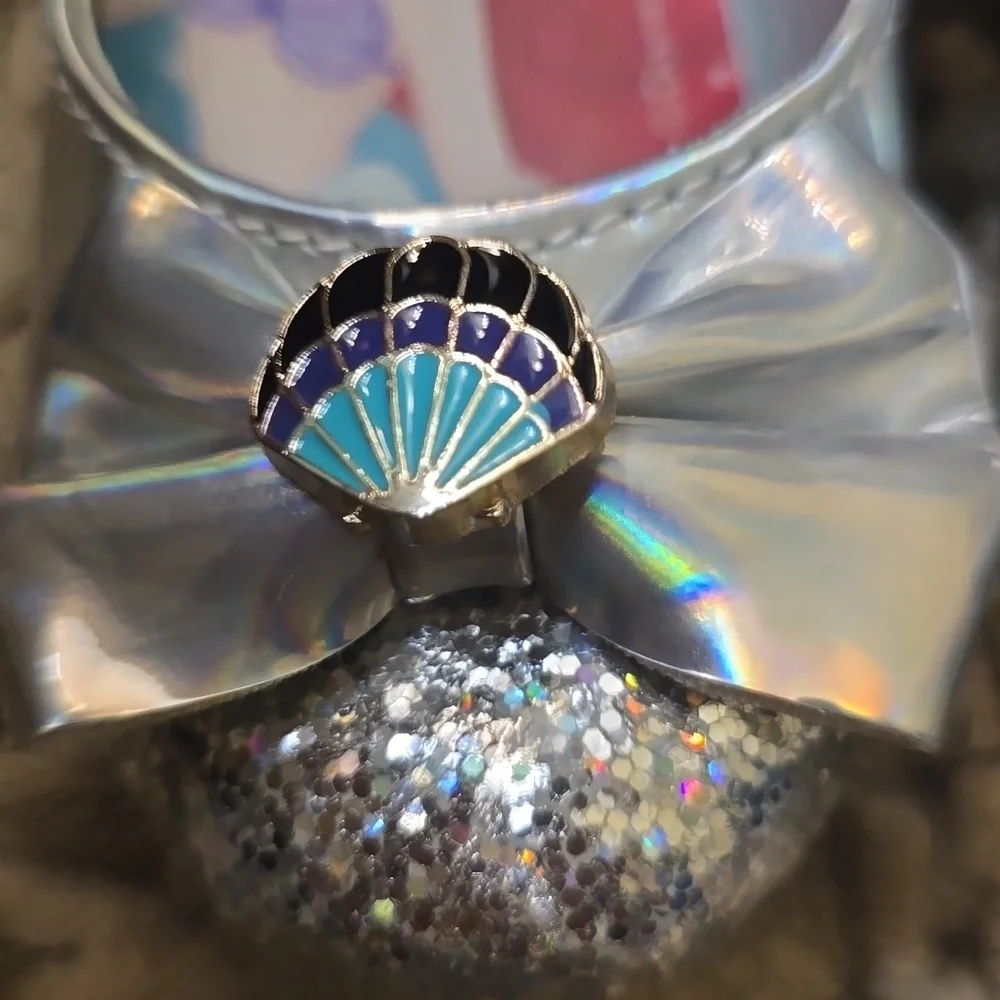 New Disney Ariel Toddler Size 6 Silver Glitter Adjustable Strap Party Shoes‎